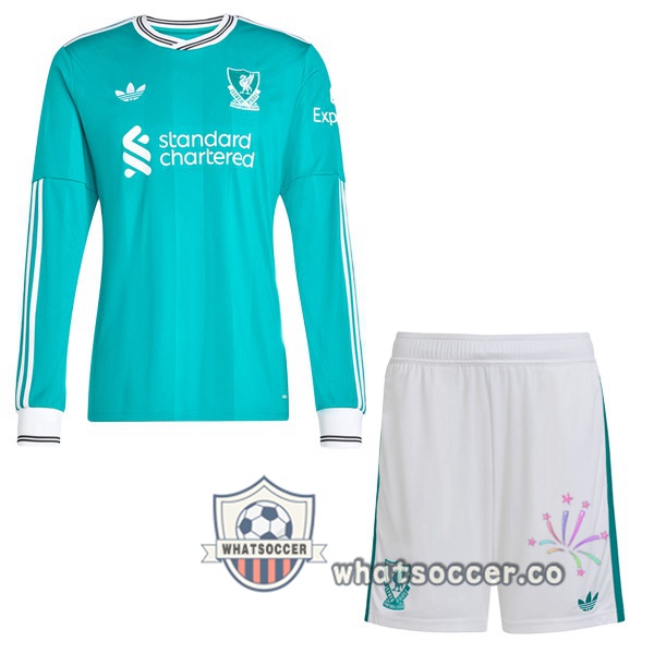 FC Liverpool Kids Third Soccer Jerseys Long Sleeve Green 2025-2026