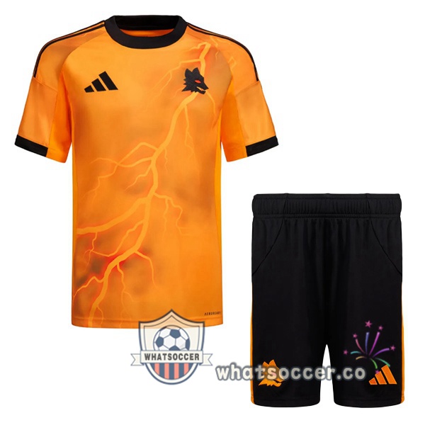 AS Roma Kids Away Soccer Jerseys Yellow 2025-2026