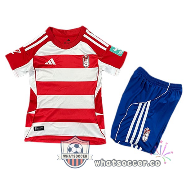 Granada CF Kids Home Soccer Jerseys Red White 2025-2026