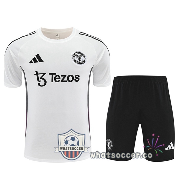 Manchester United Training T-Shirts + Shorts White 2025-2026