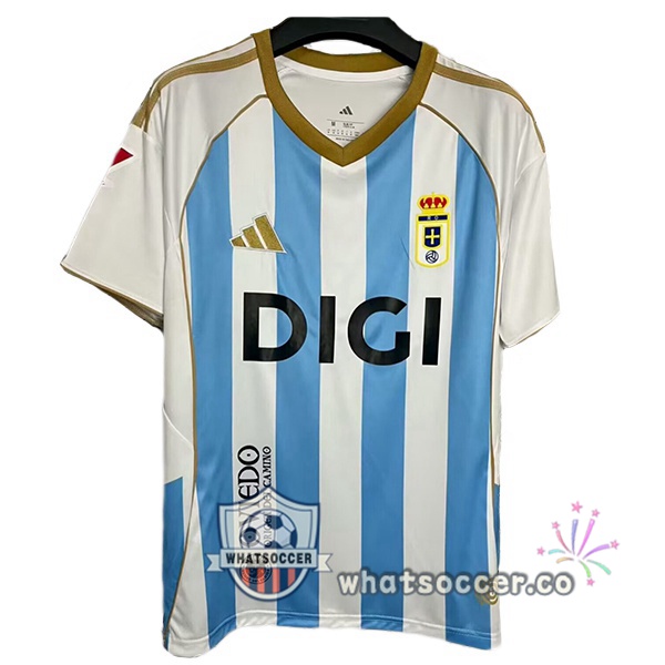 Real Oviedo Third Soccer Jerseys White Blue 2025-2026