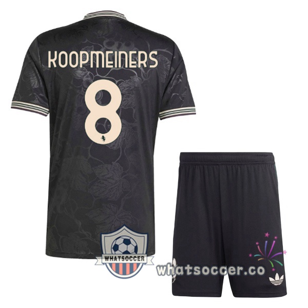 Juventus (KOOPMEINERS 8) Kids Third Soccer Jerseys Black 2025-2026