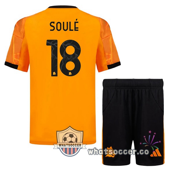 AS Roma (SOULÉ 18) Kids Away Soccer Jerseys Yellow 2025-2026