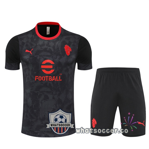 AC Milan Training T-Shirts + Shorts Black 2025-2026