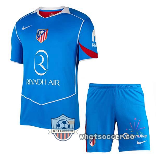Atletico Madrid Kids Third Soccer Jerseys Blue 2025-2026