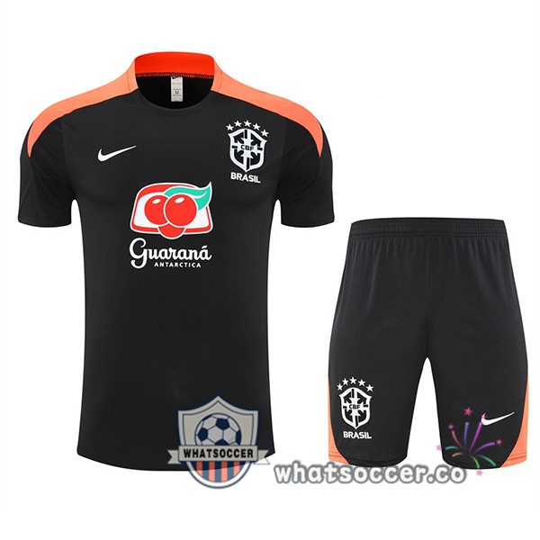 Brazil Training T-Shirts + Shorts Black 2025-2026
