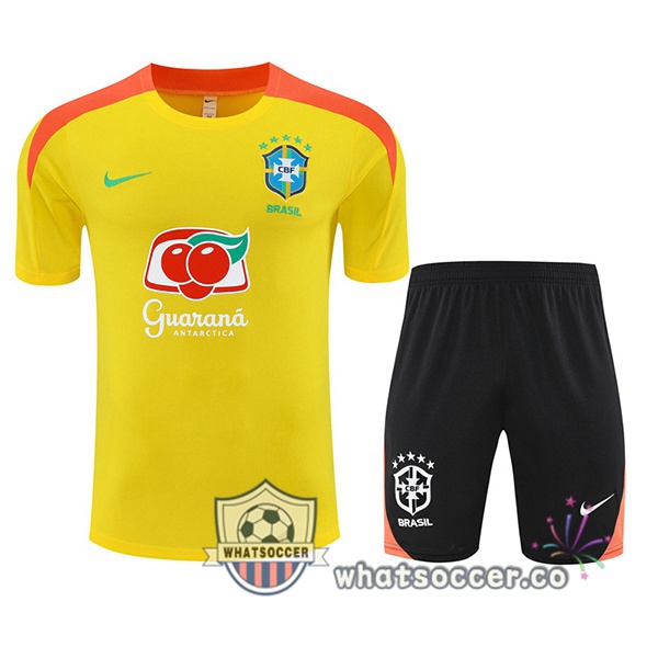 Brazil Training T-Shirts + Shorts Yellow 2025-2026