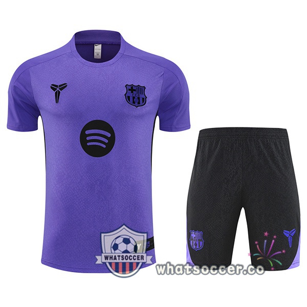 FC Barcelona Training T-Shirts + Shorts Purple 2025-2026