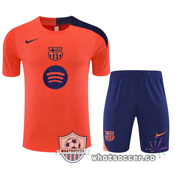 FC Barcelona Training T-Shirts + Shorts Orange 2025-2026