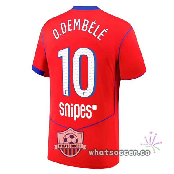 Paris PSG (O. Dembélé 10) Third Soccer Jerseys Red 2025-2026