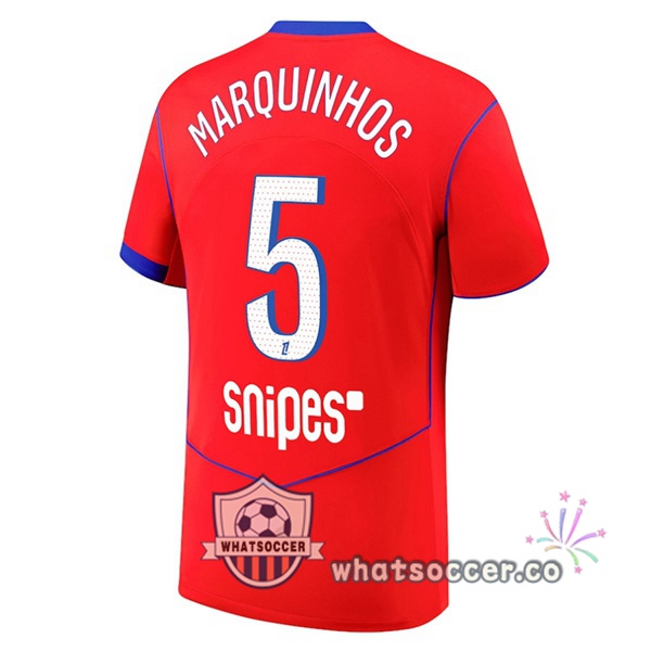 Paris PSG (Marquinhos 5) Third Soccer Jerseys Red 2025-2026