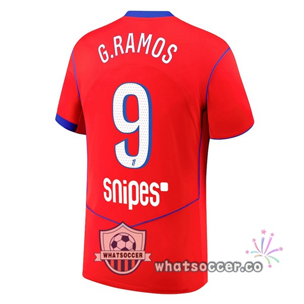 Paris PSG (G. Ramos 9) Third Soccer Jerseys Red 2025-2026