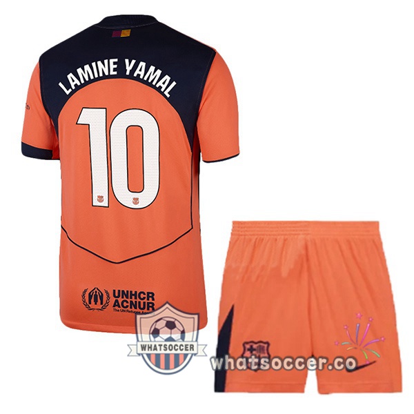 FC Barcelona (LAMINE YAMAL 10) Kids Third Soccer Jerseys Red 2025-2026