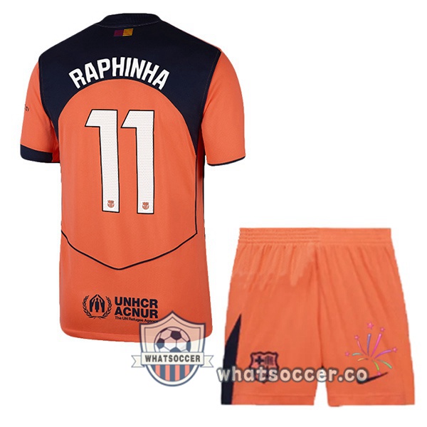 FC Barcelona (RAPHINHA 11) Kids Third Soccer Jerseys Red 2025-2026
