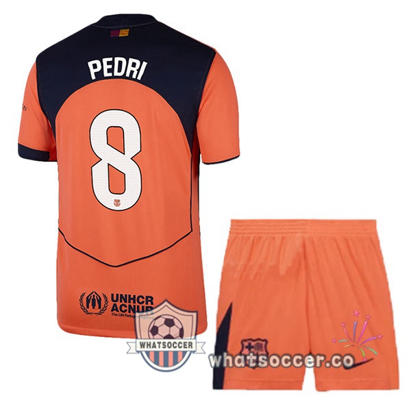 FC Barcelona (PEDRI 8) Kids Third Soccer Jerseys Red 2025-2026