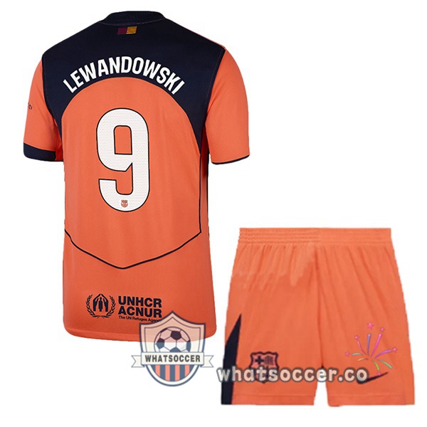 FC Barcelona (LEWANDOWSKI 9) Kids Third Soccer Jerseys Red 2025-2026