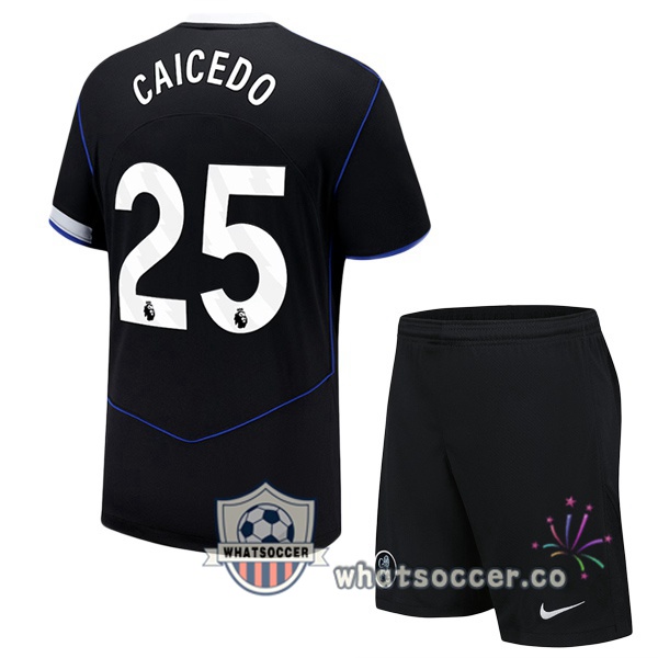 FC Chelsea (Caicedo 25) Kids Third Soccer Jerseys Black 2025-2026