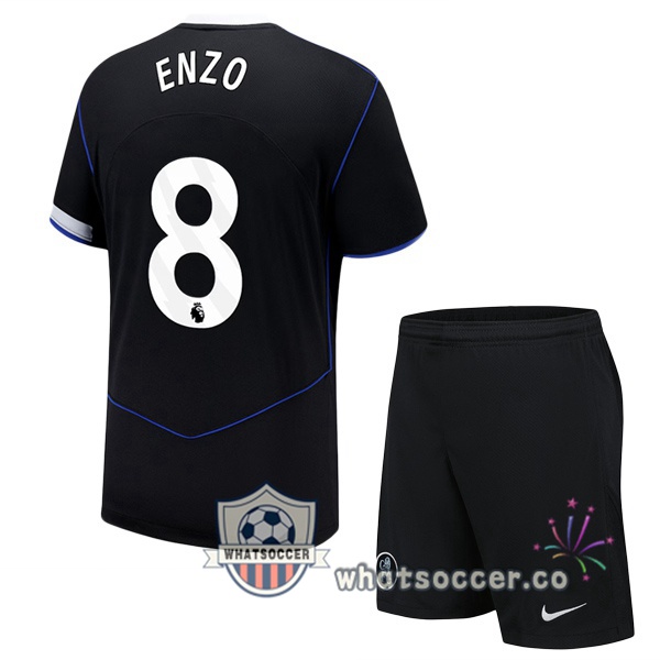 FC Chelsea (Enzo 8) Kids Third Soccer Jerseys Black 2025-2026