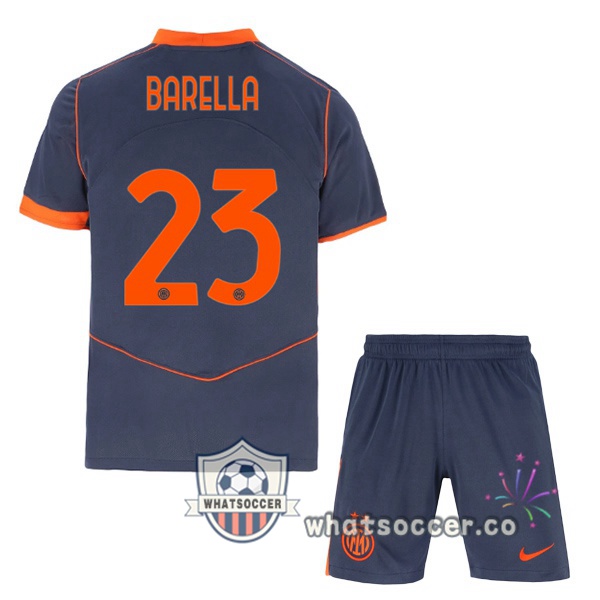 Inter Milan (BARELLA 23) Kids Third Soccer Jerseys Gray 2025-2026