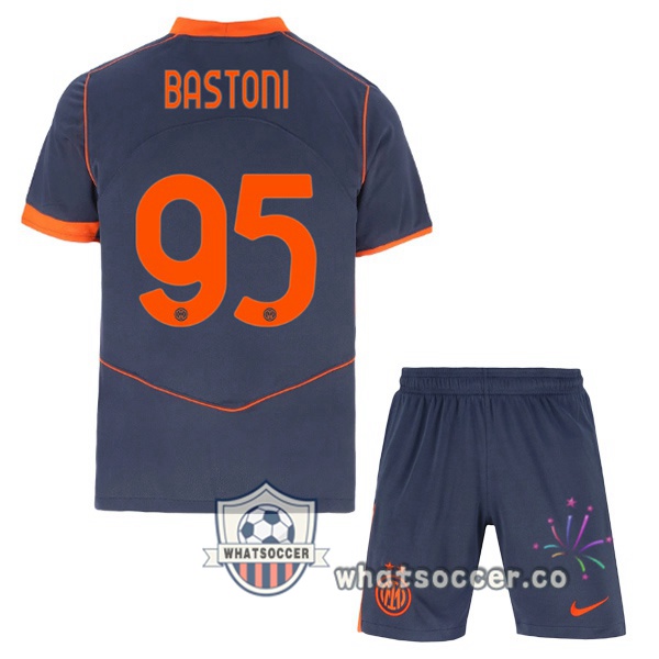 Inter Milan (BASTONI 95) Kids Third Soccer Jerseys Gray 2025-2026