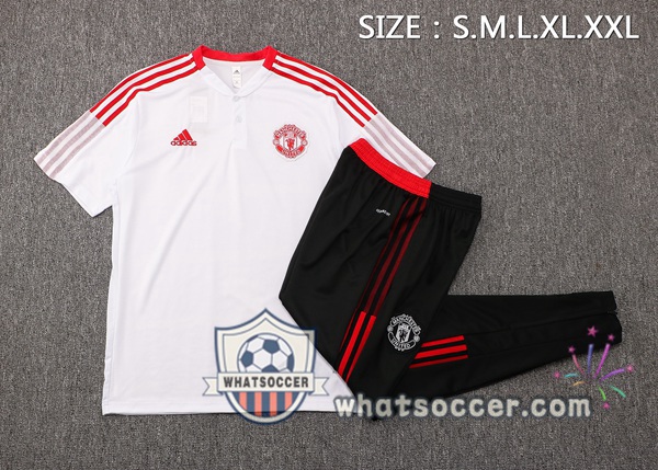 Training Polo Manchester United + Pants White 2021-2022