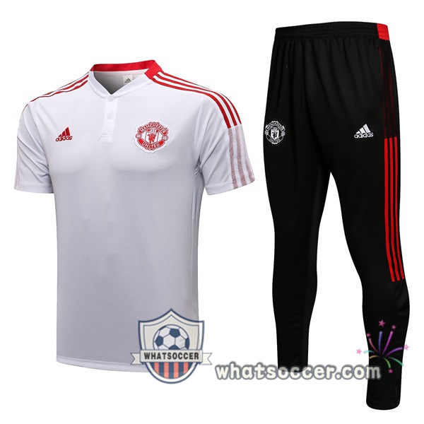 Training Polo Manchester United + Pants White 2021-2022