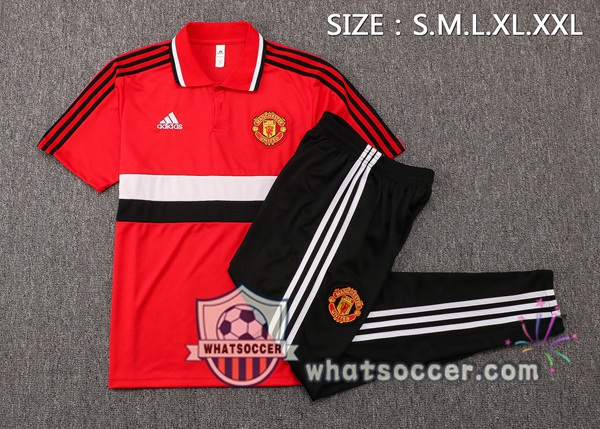 Training Polo Manchester United + Pants Red White 2021-2022