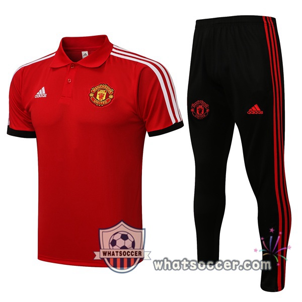 Training Polo Manchester United + Pants Red 2021-2022