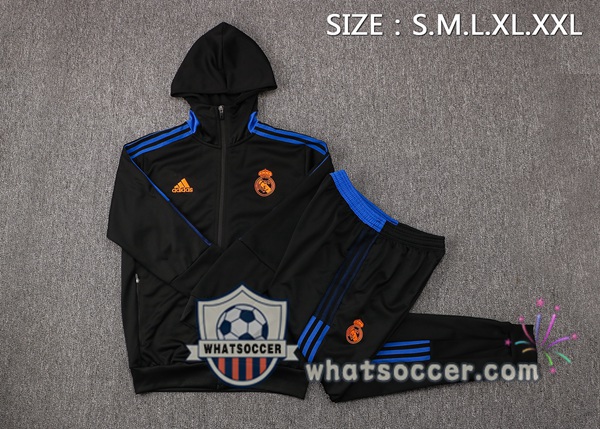 Real Madrid Black Hooded Jacket 2021-2022