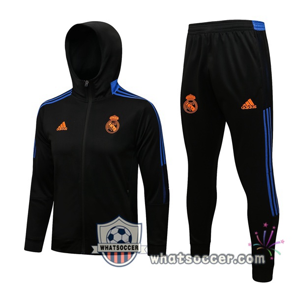 Real Madrid Black Hooded Jacket 2021-2022