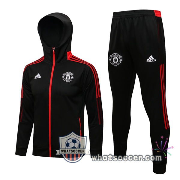 Manchester United Black Hooded Jacket 2021-2022
