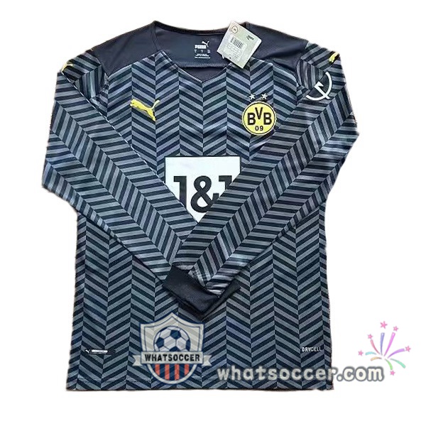 Dortmund BVB Away Long Sleeve Black Soccer Jerseys 2021-2022