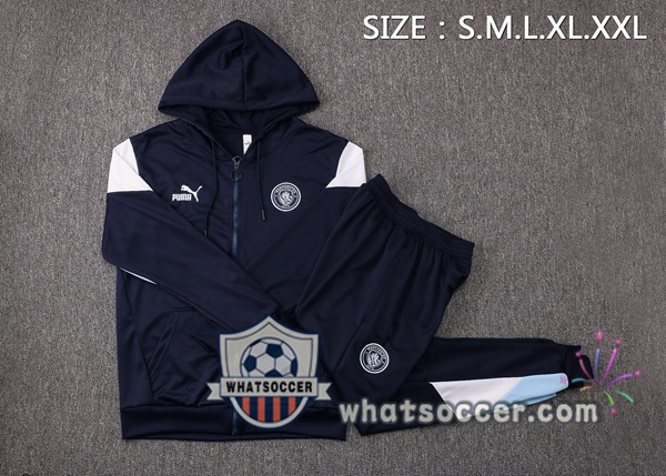 Manchester City Blue Royal Hooded Jacket 2021-2022