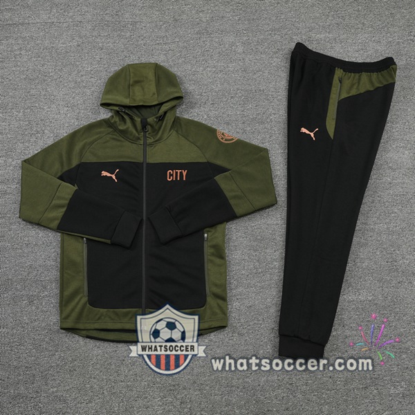Manchester City Green Black Hooded Jacket 2021-2022