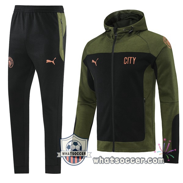 Manchester City Green Black Hooded Jacket 2021-2022