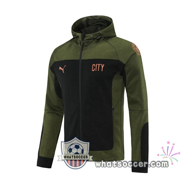 Manchester City Green Black Hooded Jacket 2021-2022