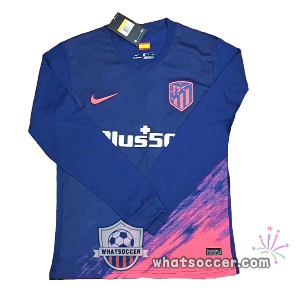Atletico Madrid Away Long Sleeve Blue Royal Soccer Jerseys 2021-2022