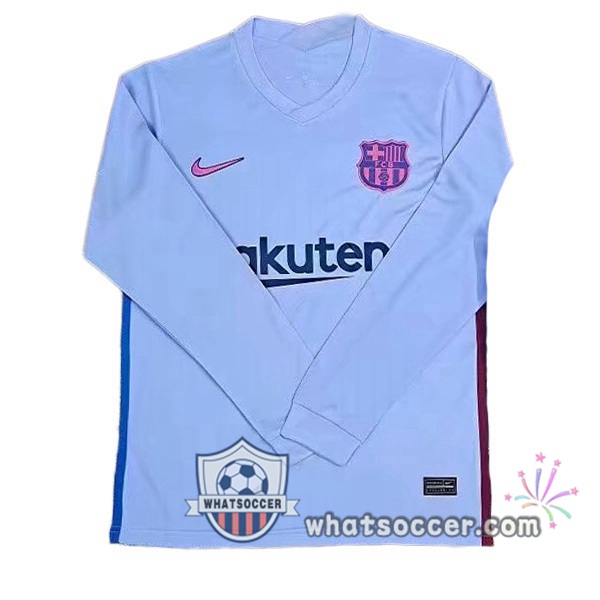 FC Barcelona Away Long Sleeve Blue Soccer Jerseys 2021-2022