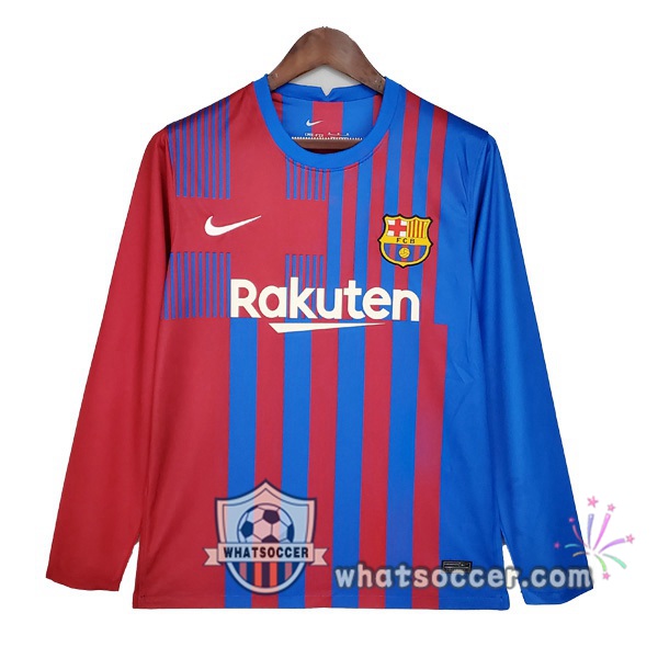 FC Barcelona Home Long Sleeve Red Blue Soccer Jerseys 2021-2022