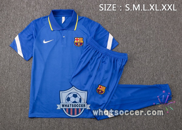 Training Polo FC Barcelona + Pants Blue 2021-2022