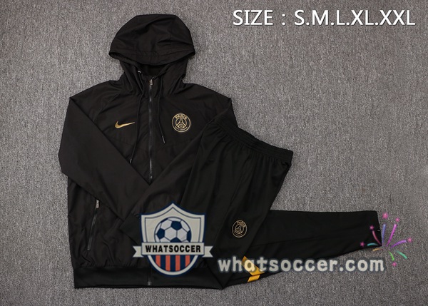 Paris PSG Black Windbreaker Hoodie 2021-2022