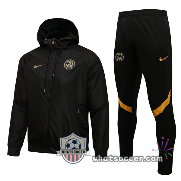 Paris PSG Black Windbreaker Hoodie 2021-2022