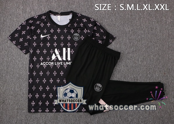 Paris PSG Training T-Shirt + Pants Black 2021-2022