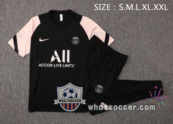Paris PSG Training T-Shirt + Pants Black Rose 2021-2022