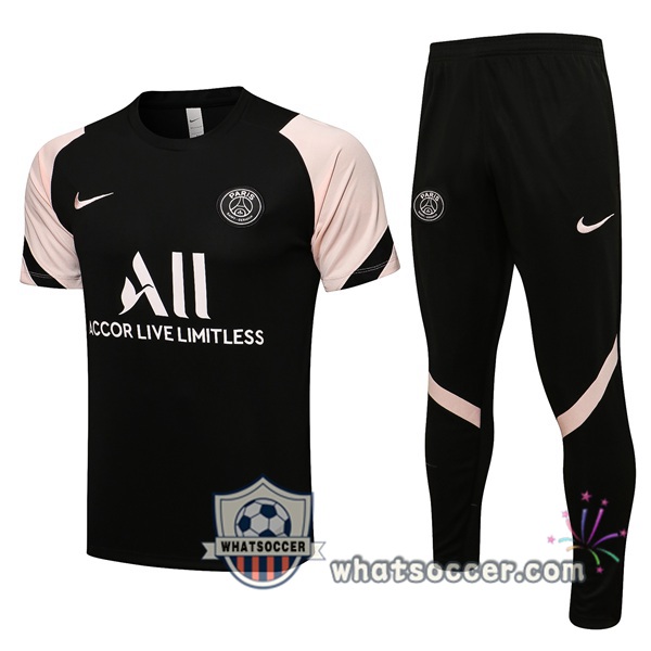 Paris PSG Training T-Shirt + Pants Black Rose 2021-2022