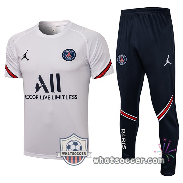 Paris PSG Jordan Training T-Shirt + Pants White 2021-2022