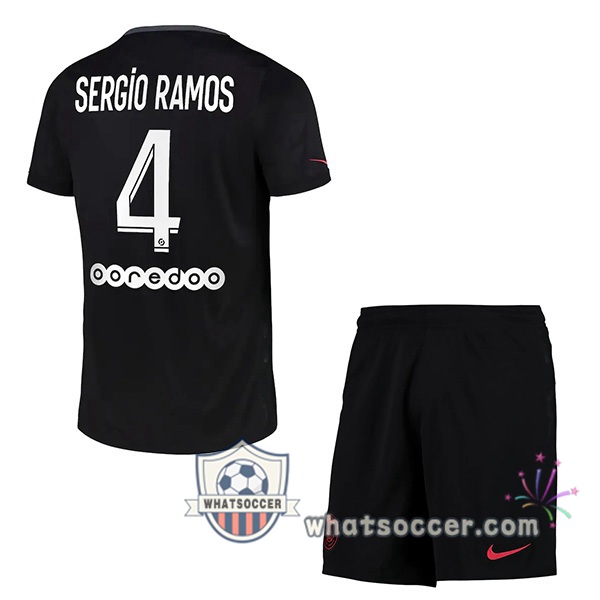 Paris PSG (Sergio Ramos 4) Kids Third Soccer Jerseys 2021-2022