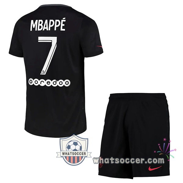 Paris PSG (Mbappé 7) Kids Third Soccer Jerseys 2021-2022