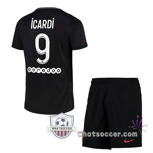 Paris PSG (Icardi 9) Kids Third Soccer Jerseys 2021-2022