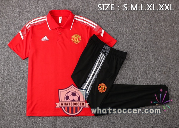 Training Polo Manchester United + Pants Red 2021-2022